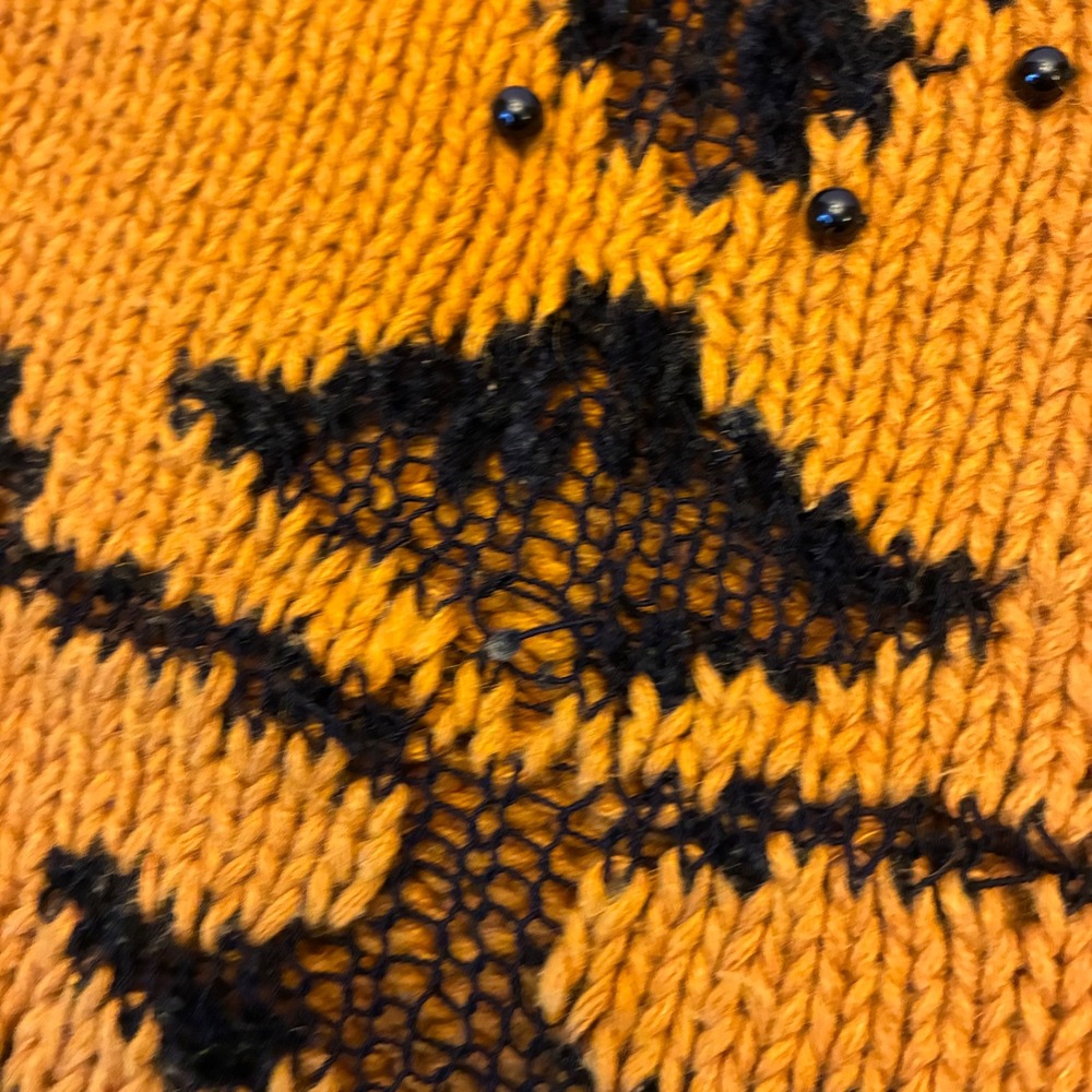 Studio Michelle Stuart Hand Knit Sweater Medium Vintage Mustard Black Abstract - Picture 17 of 17